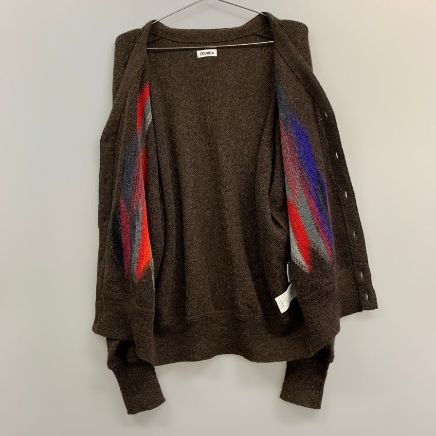 美品◆ヨネトミ コーヘン ウール アルパカ カーディガン メンズ サイズ L マルチカラー 米富 KOOHEM 【AFB45】