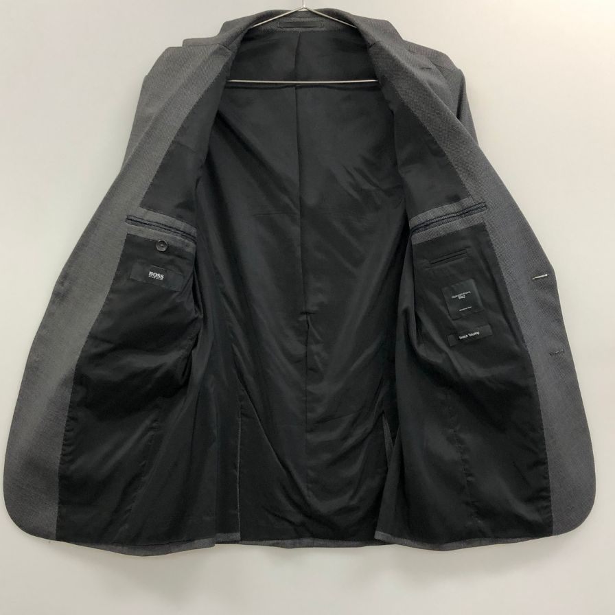 極美品◆ヒューゴボス テーラードジャケット 2B ウール メンズ サイズ48 メンズ グレー系 HUGO BOSS 【AFA17】
