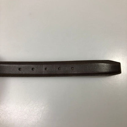 サルヴァトーレフェラガモ レザーベルト 23 7568 ダークブラウン シルバー金具 メンズ Salvatore Ferragamo【AFB55】