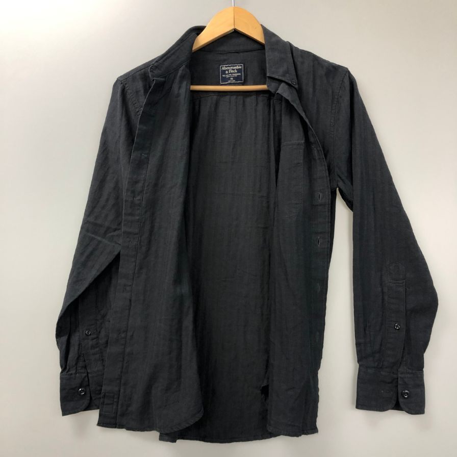 極美品◆アバクロンビー&フィッチ 長袖シャツ コットン ブラック メンズ サイズXS Abercrombie&Fitch 【AFB26】