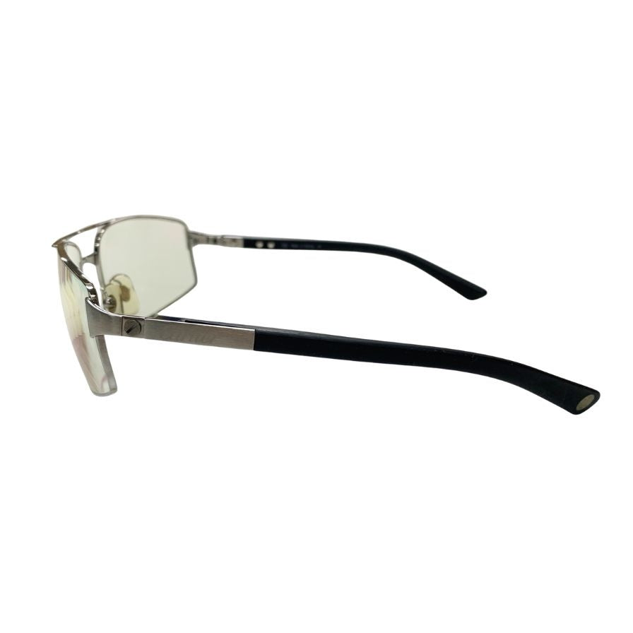 カルティエ メガネ スチール スクエアフレーム 59□18 度付き ユニセックス シルバー×ブラック Cartier【AFI4】