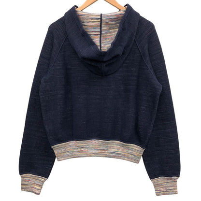 極美品◆ミッソーニ フロントジップ パーカー レディース 裏地総柄 ウール サイズ44 ネイビー MISSONI 【AFB17】