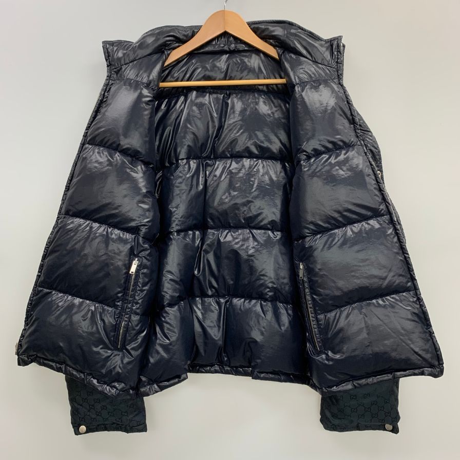 中古◆グッチ ダウンジャケット ナイロン GG柄 リバーシブル メンズ ネイビー サイズ50 GUCCI 【AFF24】