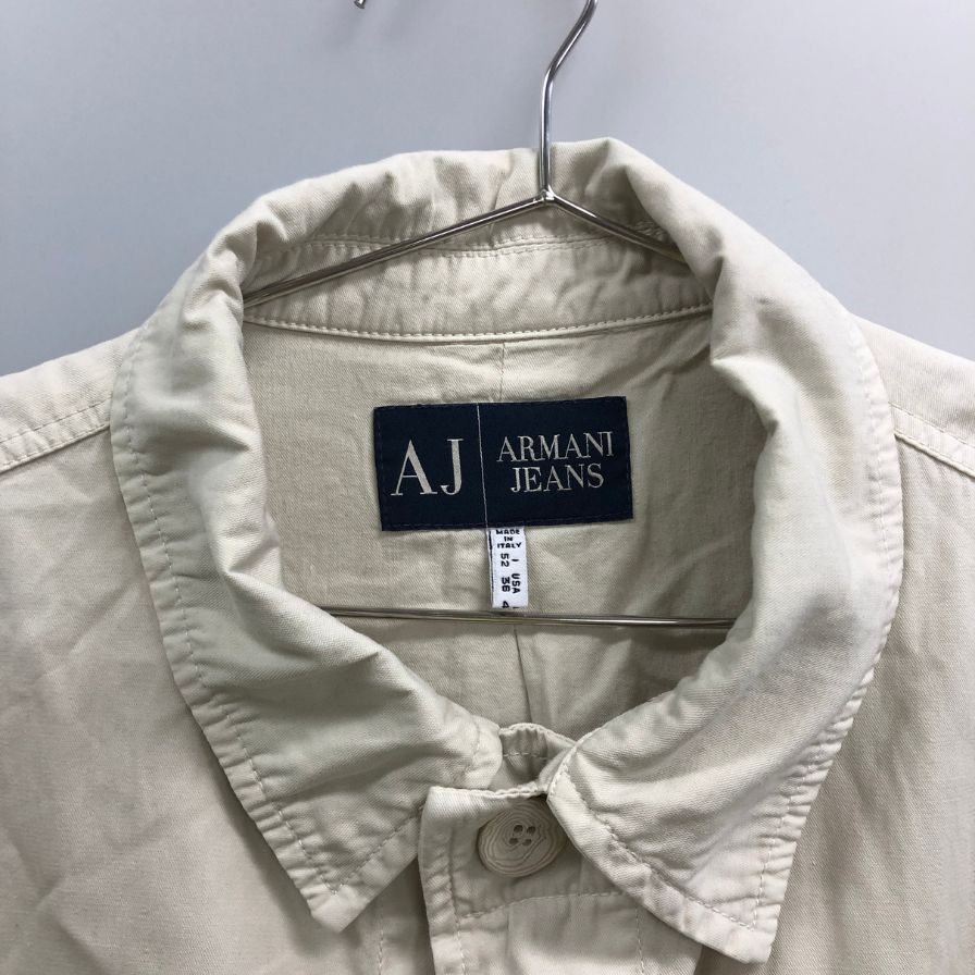 美品◆アルマーニジーンズ コットン フィールドジャケット トップス イタリア製 メンズ サイズ52 クリーム系 ARMANI JEANS 【AFB28】