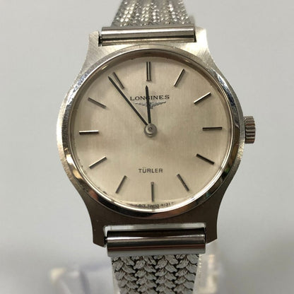 ロンジン チューラー 手巻き 腕時計 メッシュベルト メンズ シルバー 白文字盤 longines【AFB55】