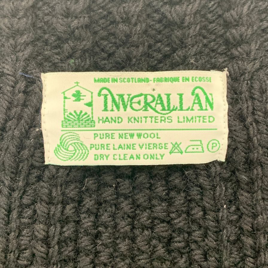 美品◆インバーアラン カーディガン 3A ランパー フィッシャーマン ニット ブラック メンズ サイズ表記なし INVERALLAN 【AFA14】