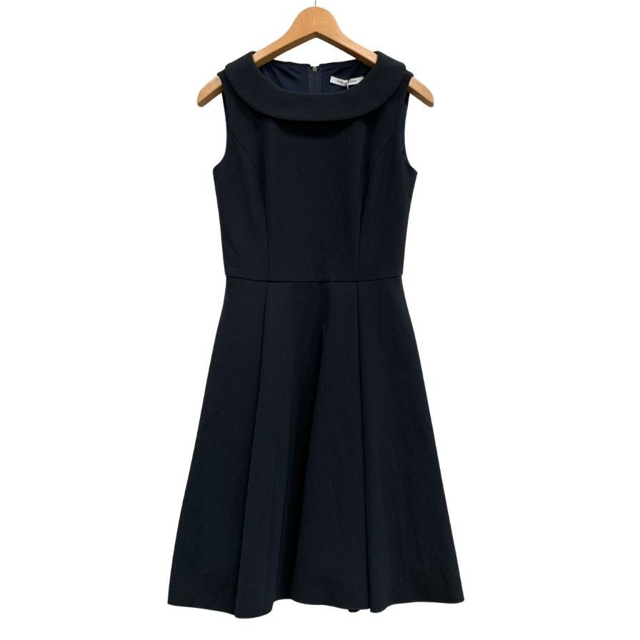 美品◆フォクシーニューヨーク 34061 ラウンドカラー ワンピース ダークネイビー サイズ38 レディース日本製 FOXEY NEW YORK 【AFB13】