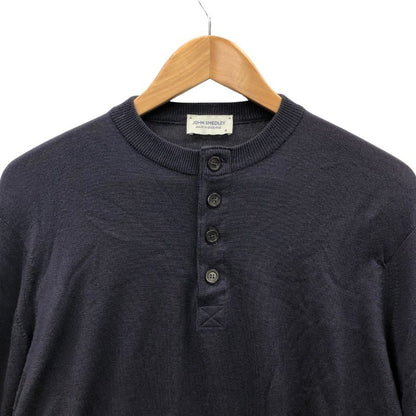 美品◆ジョンスメドレー ヘンリーネックセーター ネイビー メンズ サイズM JOHN SMEDLEY 【AFB14】