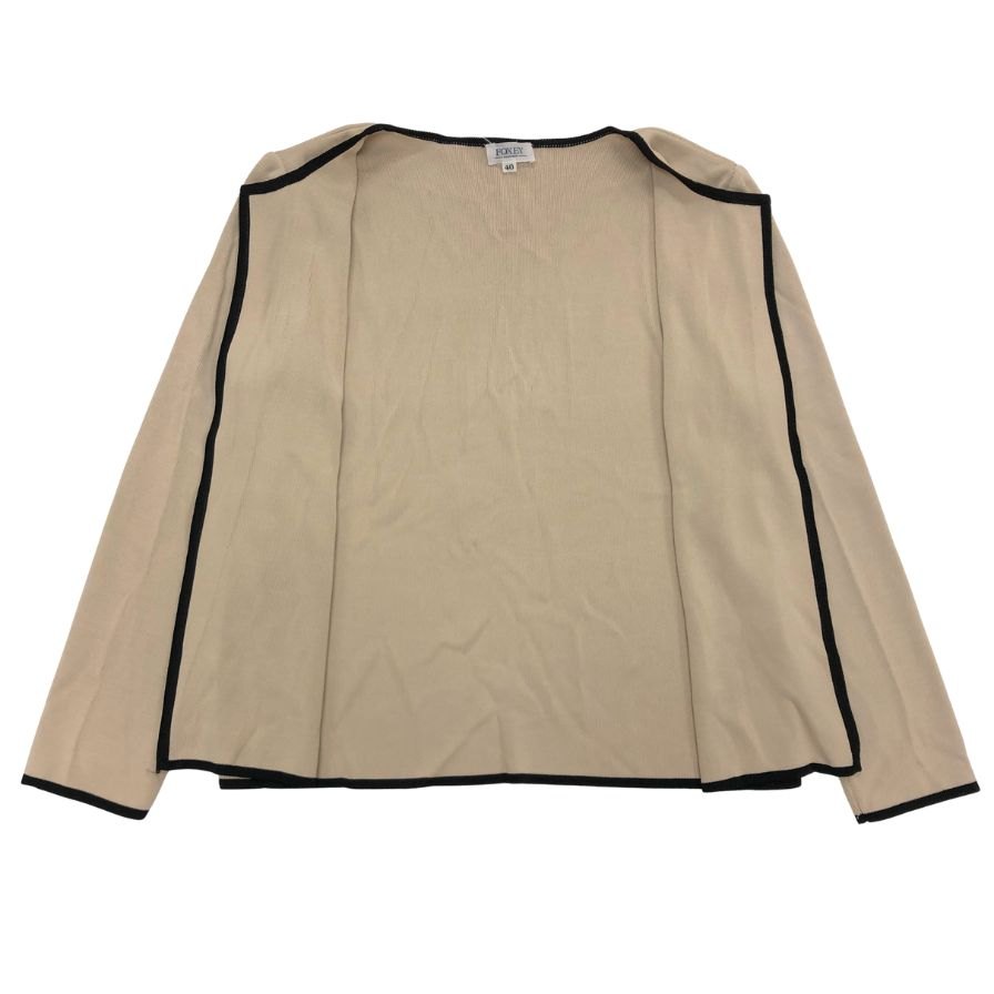 美品◆フォクシー ブティック カーディガン アンサンブル ボタンレス 羽織り 13290 ベージュ レディース サイズ40 FOXEY BOUTIQUE 【AFB4】