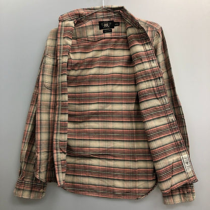 美品◆ダブルアールエル 長袖シャツ チェック 00S 1つ星タグ ピンク系 メンズ サイズ1 RRL 【AFB29】