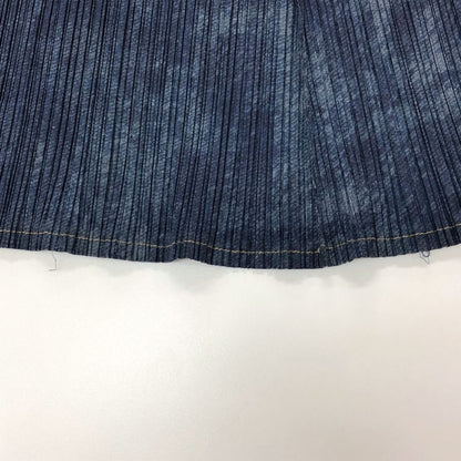 プリーツプリーズ イッセイミヤケ フレアロングスカート デニム転写 ネイビー レディース サイズ4 PP53-JG516 PLEATS PLEASE ISSEY MIYAKE【AFB1】