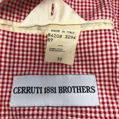 美品◆チェルッティ1881 2つボタン ジャケット チェック柄 コットン メンズ サイズ50 レッド CERRUTI1881 【AFA15】