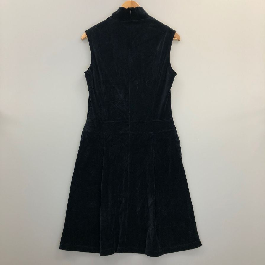 美品◆フェリーチェトワコ 君島十和子 ノースリーブ 膝下ワンピース 綿素材 38サイズ ダークネイビー FELICE TOWAKO 【AFB13】