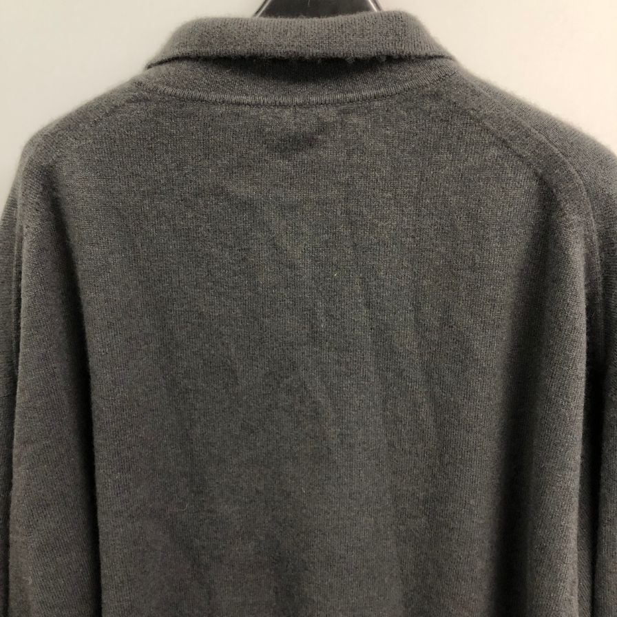 中古◆キャッシュ＆バルバ モンゴリアンカシミヤ エルボーパッチ ポロ ニット カシミヤ100％ グレー メンズ  サイズ4 cash & barba 【AFB43】