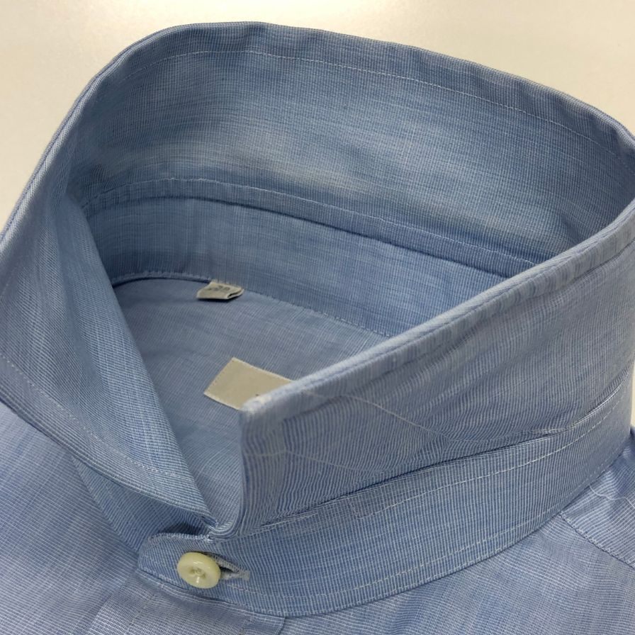 新品同様◆エルメネジルドゼニア 長袖ドレスシャツ ブルー サイズ39/15.5 Ermenegildo Zegna 【AFB34】
