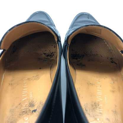 ルイヴィトン タッセルローファー Uチップ レザー キューブ ロゴチャーム メンズ ブラック サイズ7.5 LOUIS VUITTON 約26.0cm【AFC1】