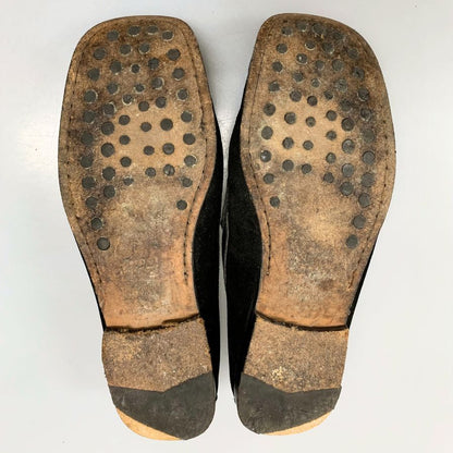 グッチ ビットローファー スエード モカシン ユニセックス ブラック サイズ37ハーフ GUCCI 約24.5cm【AFC43】