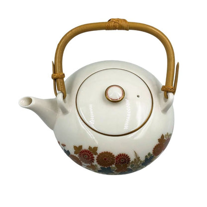 香蘭社 花柄 ホワイト×ゴールド 急須・湯呑セット【AFI26】【中古】