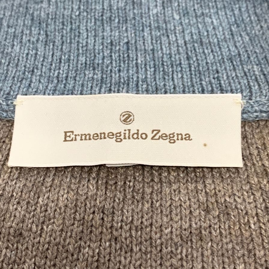 美品◆エルメネジルド ゼニア ニット ハーフジップ カシミア混 ブラウン メンズ サイズM Ermenegildo Zegna 【AFB11】