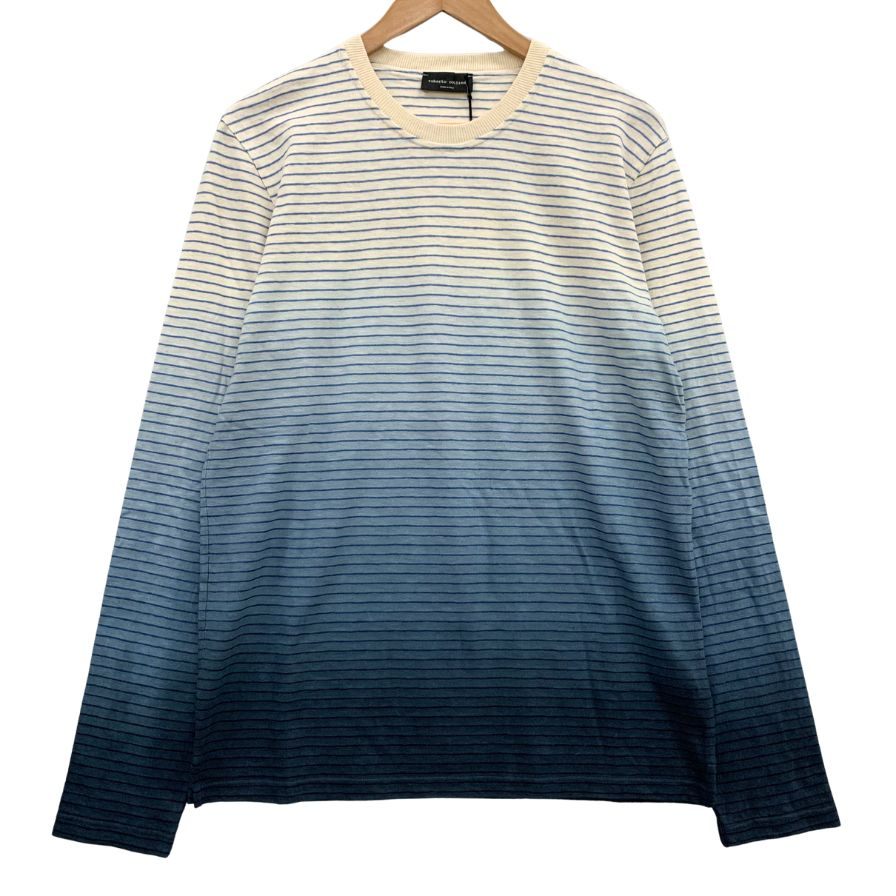 未使用◆ロベルトコリーナ クルーネックロングTシャツ ブルーグラデ メンズ 46サイズ Roberto Collina 【AFB23】