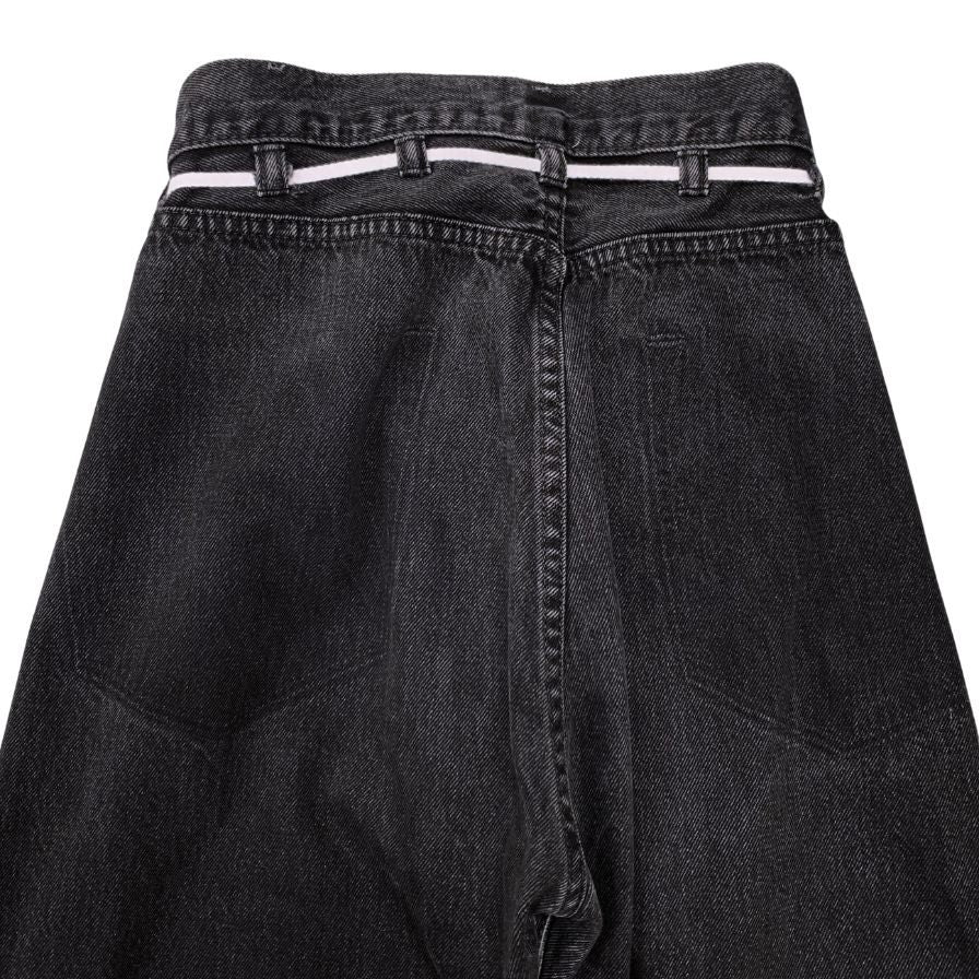 メゾンエウレカ リーバイス ワイドデニムパンツ ユーズド加工 再構築 カットオフ メンズ ブラック系 サイズS MAISON EUREKA LEVIS 【AFB32】