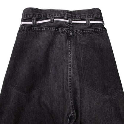 メゾンエウレカ リーバイス ワイドデニムパンツ ユーズド加工 再構築 カットオフ メンズ ブラック系 サイズS MAISON EUREKA LEVIS 【AFB32】