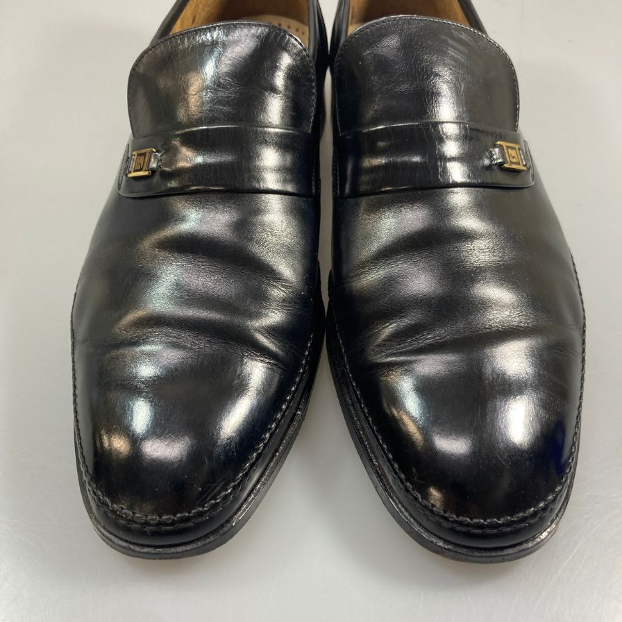マレリー スリッポン カーフ ゴールド金具 メンズ ブラック サイズ25EEE marelli 約25.0cm【AFC1】