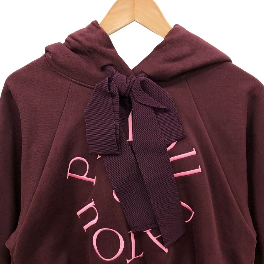 美品◆パトゥ プルオーバーパーカー メダイヨンロゴ クロップド丈 ボルドー レディース サイズXS PATOU 【AFB30】