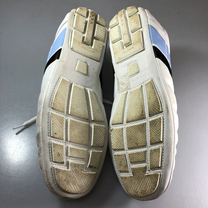 プラダ ドライビングシューズ レザー 505 ホワイト×ブルー レディース サイズ36.5 PRADA 約23.5cm【AFC42】