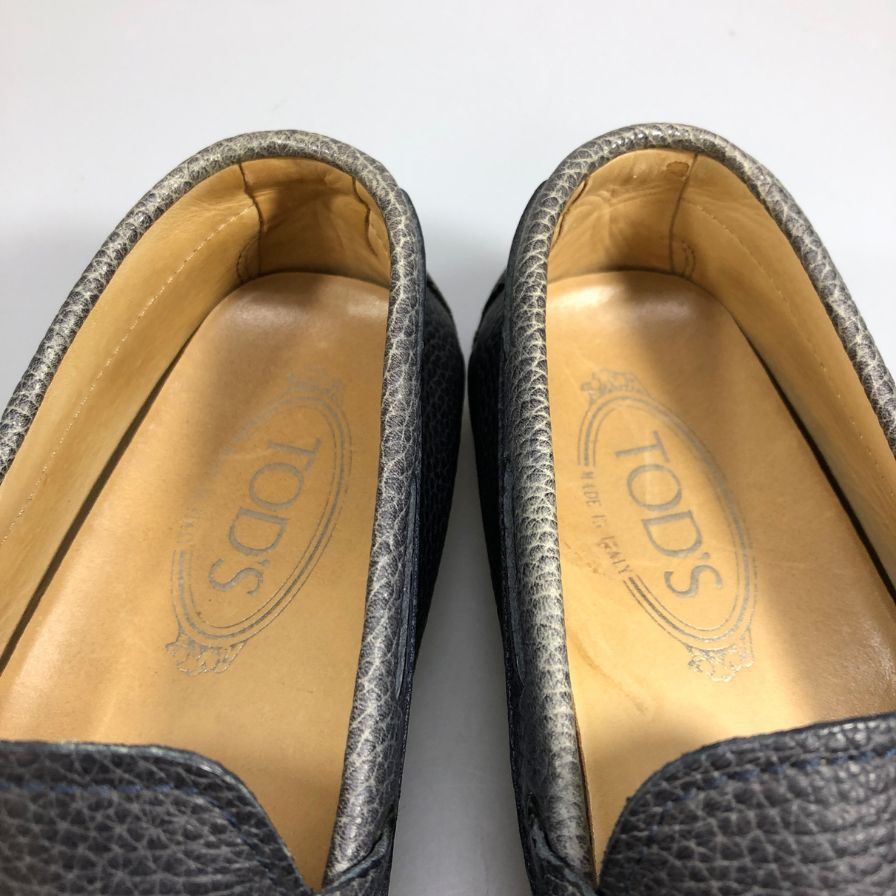 トッズ ドライビングシューズ シボ革 メンズ ネイビー サイズ7 TOD`S 約26.0cm【AFC47】