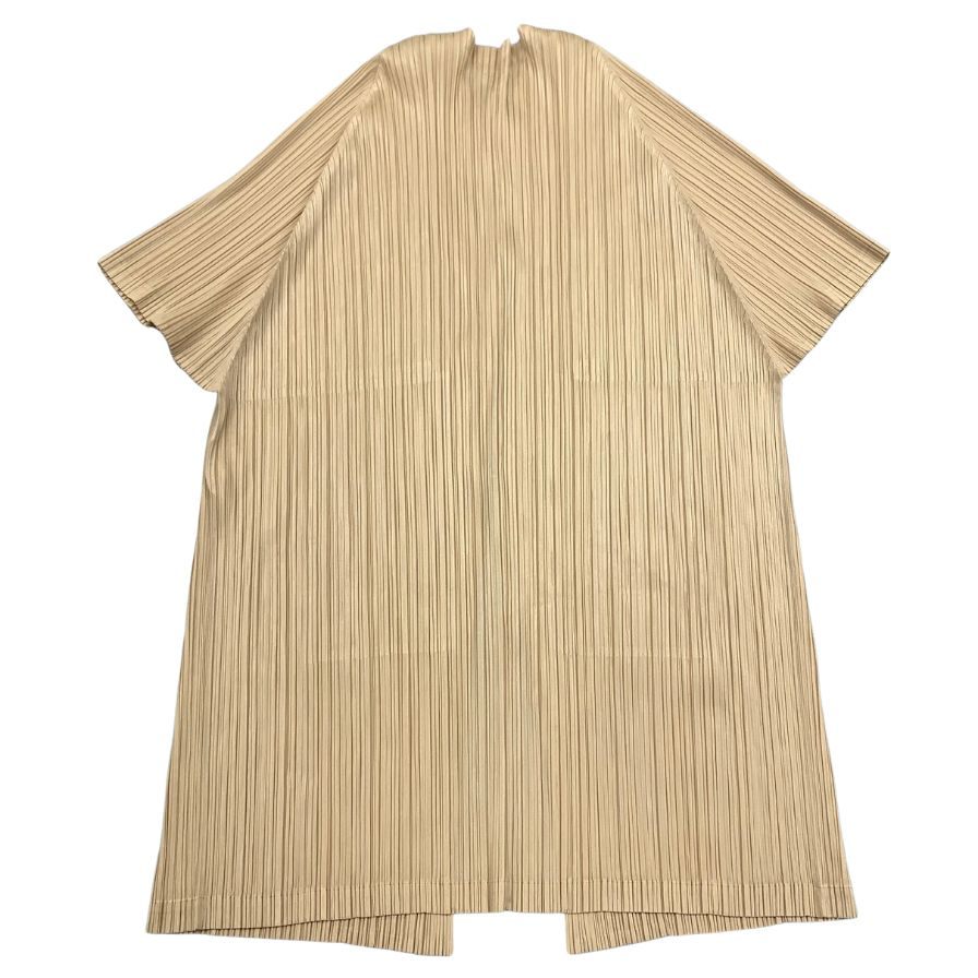 極美品◆プリーツプリーズ イッセイミヤケ プリーツコート PP91-JA163 ベージュ レディース サイズ3 PLEATS PLEASE ISSEY MIYAKE 【AFB16】