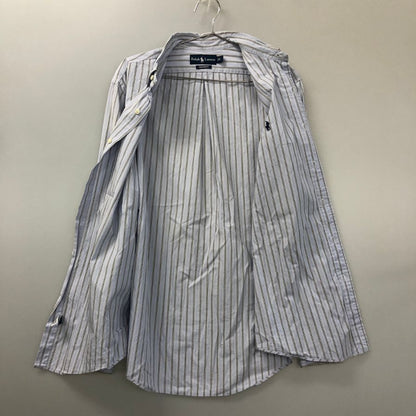 美品◆ラルフローレン ボタンダウンシャツ 90S ストライプ ブルー系 メンズ サイズL Ralph Lauren 【AFB51】