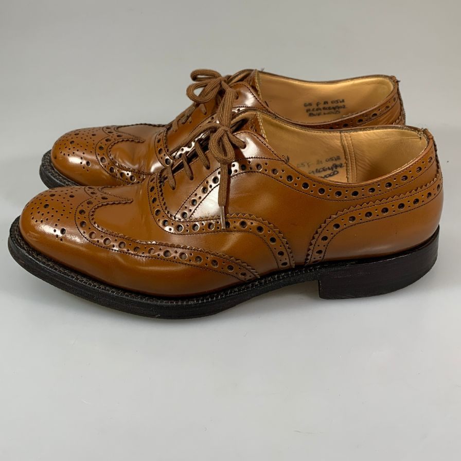 チャーチ バーウッド ウイングチップ ポリッシュドバインダーカーフ ブラウン UK65F Church's ビジネスシューズ 約24.5cm【LA】【中古】