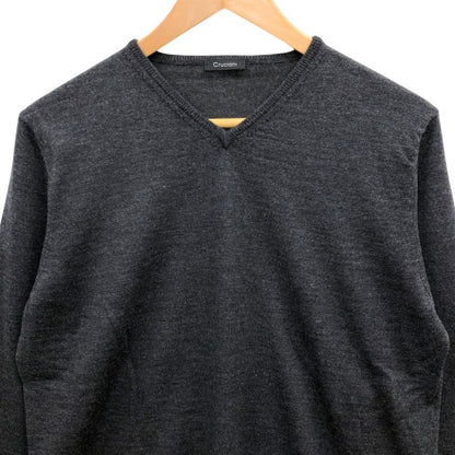 美品◆クルチアーニ ニット ウール100％ Vネック メンズ サイズ46 ダークグレー Cruciani 【AFB6】