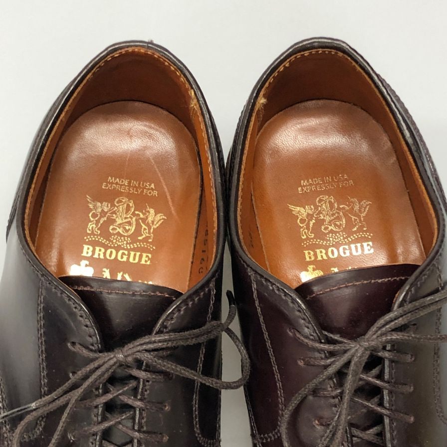 オールデン ブローグ別注 D85160 外羽根 キャップトゥ― コードバン メンズ サイズ US6 ダークブラウン  ALDEN ビジネスシューズ 約24.0cm【LA】【中古】