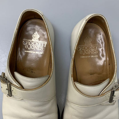 クロケット&ジョーンズ レザーシューズ シングルモンク カーフ ホワイト メンズ サイズ7.5E CROCKETT&JONES 約26.0cm【AFC51】