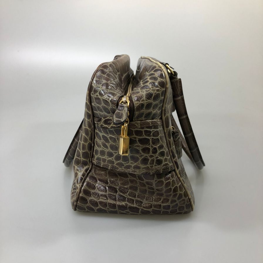 ジェイ&エム デヴィッドソン VIVI ヴィヴィ ハンドバッグ クロコ型押し レディース ブラウン J&M DAVIDSON【AFE8】