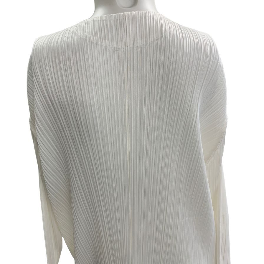 美品◆プリーツプリーズ ワンピース PP61JH126 イッセイミヤケ ポリエステル ホワイト サイズ4 レディース PLEATS PLEASE 【AFB21】