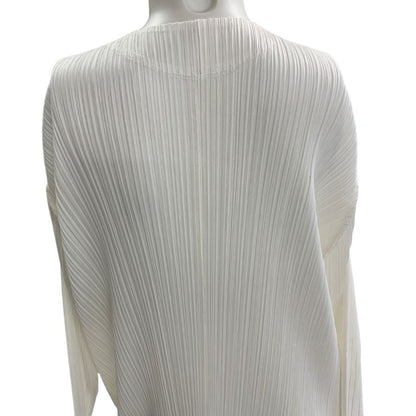 美品◆プリーツプリーズ ワンピース PP61JH126 イッセイミヤケ ポリエステル ホワイト サイズ4 レディース PLEATS PLEASE 【AFB21】