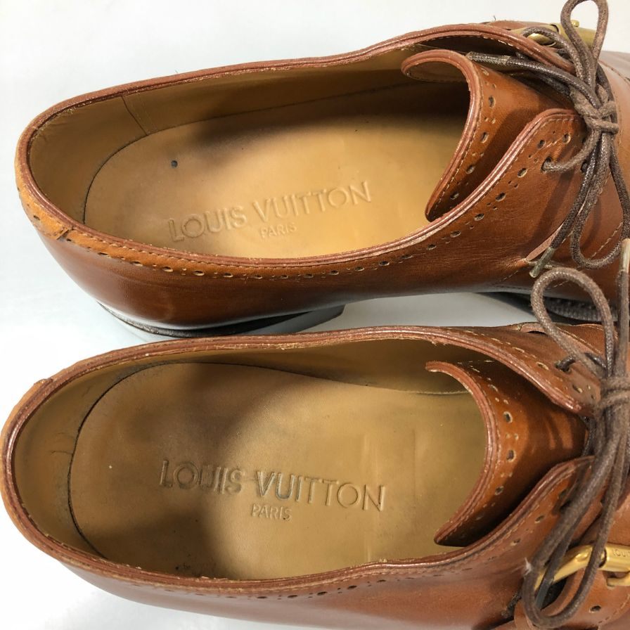 ルイヴィトン レザーシューズ シングルストラップ FR 0025 LVロゴ メンズ  サイズ7 ブラウン LOUIS VUITTON 約26.0cm【AFC48】