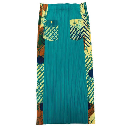プリーツプリーズ イッセイミヤケ 02SS ロングスカート サイドスリット グリーン系 レディース サイズ1 PP22-JG776 PLEATS PLEASE ISSEY MIYAKE【AFB1】
