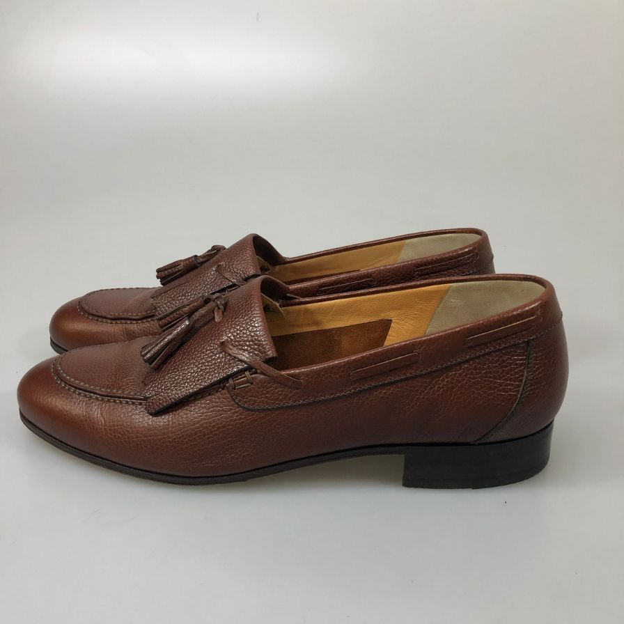 タニノクリスチー タッセルローファー グレインレザー ブラウン サイズUK9.5 メンズ TANINO CRISCI 約28.0cm【AFC42】