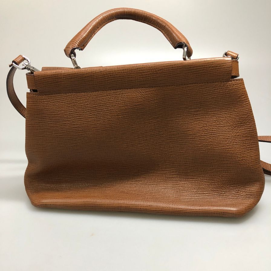 ヒューゴ ボス 牛革 2wayハンドバッグ ターンロック レディース ルーマニア製 ブラウン HUGO BOSS【AFE6】