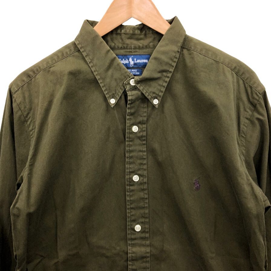 中古◆ラルフローレン 90S 長袖シャツ カーキ メンズ サイズXXL Ralph Lauren 【AFB41】