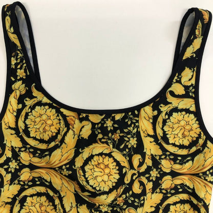 美品◆ヴェルサーチ タンクトップ 総柄 イエロー系 レディース サイズ3 VERSACE 【AFB5】