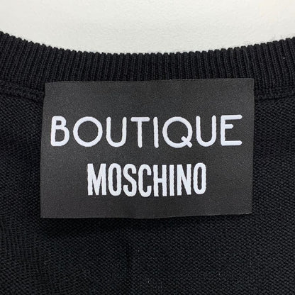 極美品◆ブティック モスキーノ カーディガン フロントビジューボタン ウール100% レディース サイズ42 ブラック BOUTIQUE MOSCHINO 【AFB3】