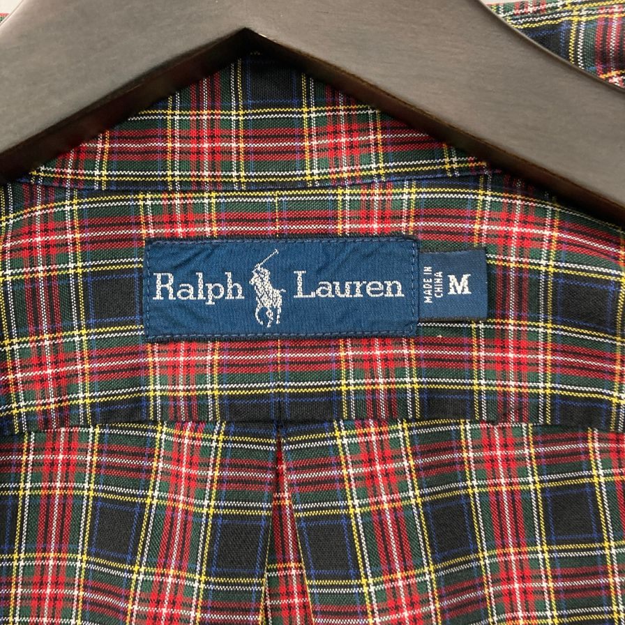 美品◆ラルフローレン ボタンダウンシャツ 90年代 チェック メンズ サイズM Ralph Lauren 【AFB25】