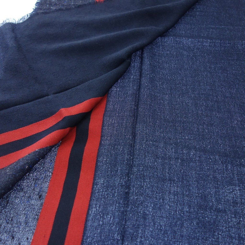 Like new ◆ Gucci muffler GG pattern Sherry line wool navy GUCCI [AFI23] 