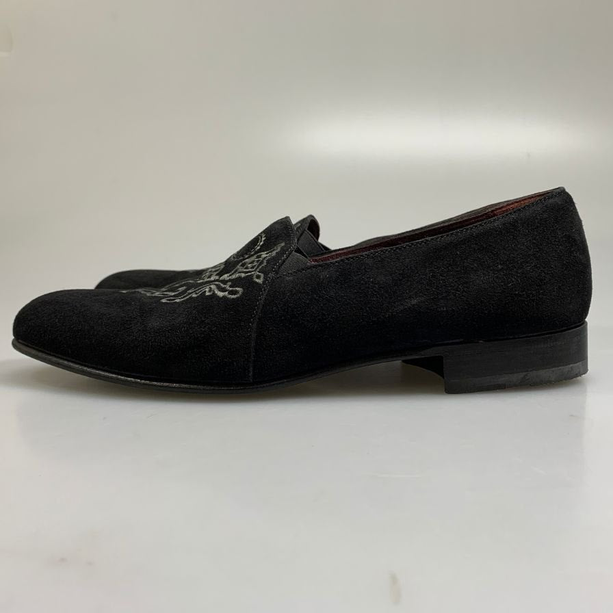モラッキー ウォモ スウェ―ド スリッポン 刺繍 メンズ ブラック サイズ 40 moralacchi uomo 約25.0cm【AFC9】