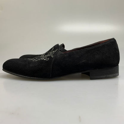 モラッキー ウォモ スウェ―ド スリッポン 刺繍 メンズ ブラック サイズ 40 moralacchi uomo 約25.0cm【AFC9】